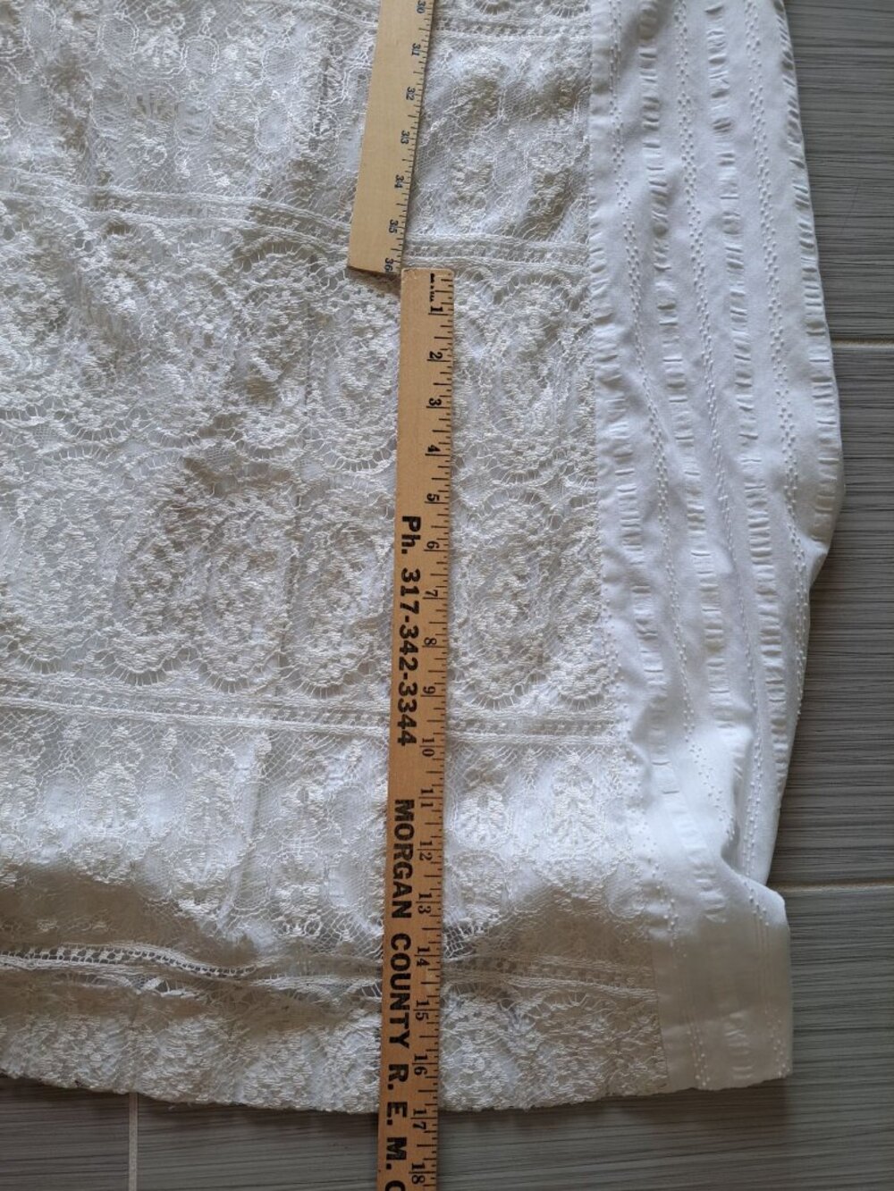 Vintage 1970's Ivory Lace Dress Bell Lace Sleeves Floral Size Small Cottage RARE - Picture 14 of 16
